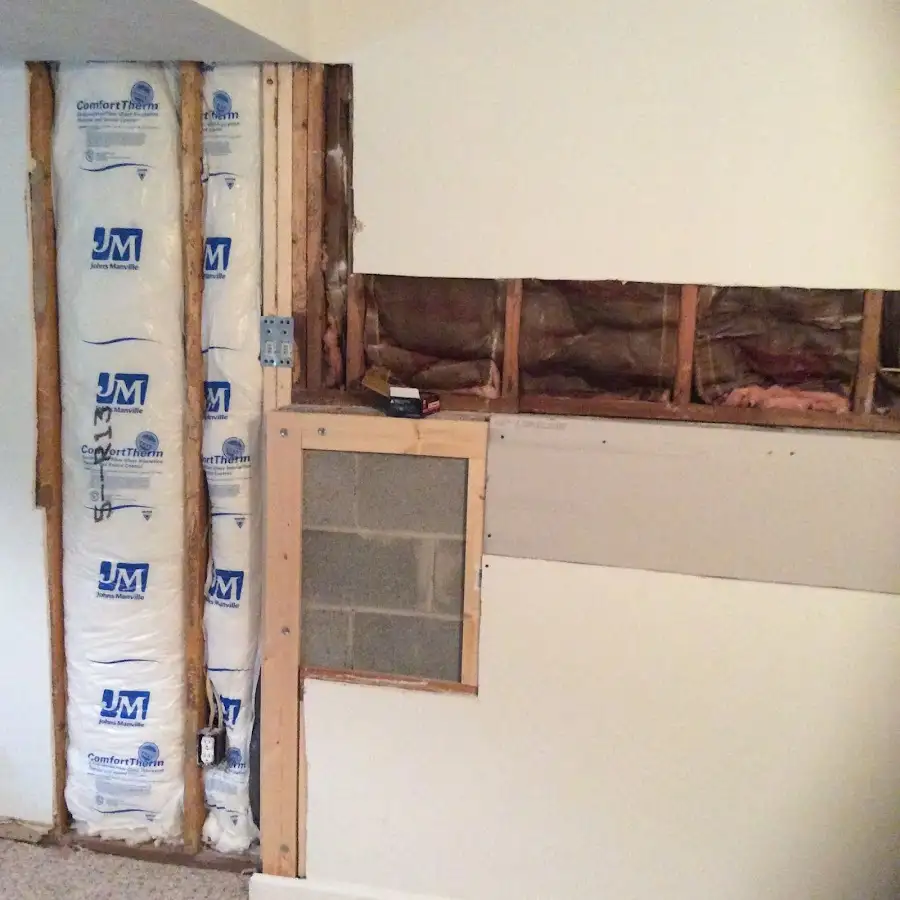 Wall insulation replacement during Contents Cleaning & Restoration in Roxbury